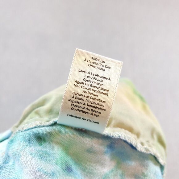 Talbots Pants Women 10P Linen Elastic Waist Cropped Green Blue Purple Boho - Picture 12 of 16